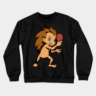 Cartoon hedgehog playing table tennis Crewneck Sweatshirt